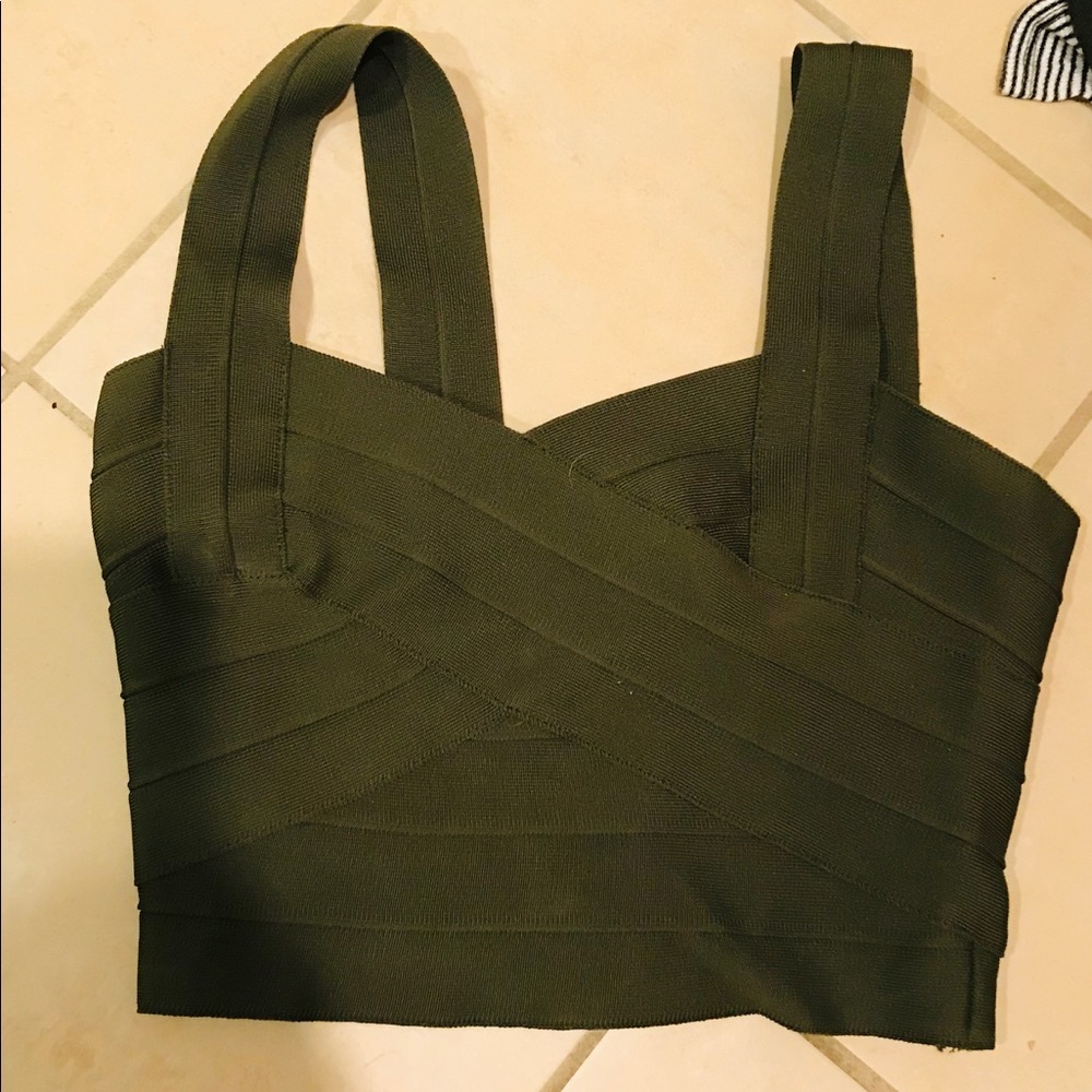 Mystique Boutique olive crop top and skirt set